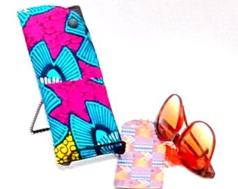Eyeglasses Case, Sunglasses Case, African Print Soft Eyeglasses Case with Kente print plastic bookmark, Padded Sunglasses Case with bookmark