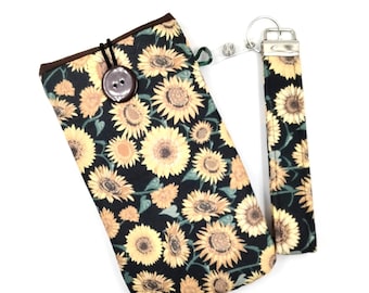 Padded Phone Sleeve, Cellphone Sleeve, Cellphone Pouch, Padded Smartphone Pouch with or without Keyfob, 7"x4" Phone Pouch