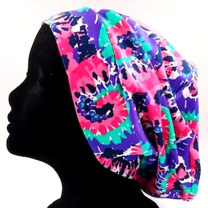 Chemo Cap, Chemo Headwear, Hats for Cancer Patients, Slouchy Hats, Chemo Headwear, Tie Dye Print Chemo Cap