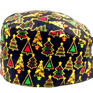 Scrub Cap, Christmas Tree Scrub Cap, Glitter Tree Print Surgical Cap, Christmas Scrub Cap