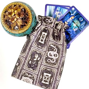 Tarot Bag, Tarot Card Sparkle Print Bag, Tarot Card Pouch, Tarot Card Drawstring Pouch, Tarot Deck Bag, Tarot Deck Pouch