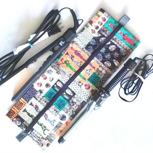 Estuche para herramientas capilares, bolsa para herramientas capilares, bolsa de viaje para el cuidado del cabello, accesorio para la vuelta al cole, bolsa de viaje para el cuidado del cabello, bolsa para el cabello con estampado de patchwork africano