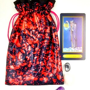 Tarot Bag, Red and Black Splash Print Tarot Bag, Tarot Card Pouch, Limited Edition