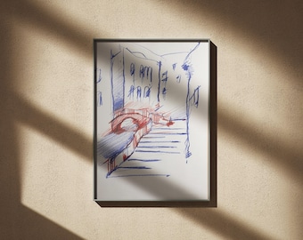 Venice Architectural Sketch Print, Hand-Drawn Italy Wall Art (Digital Download)