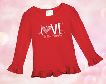 Love All Day Long Sleeve Ruffle Tee
