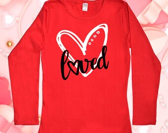 Loved Girls Long Sleeve Cotton Valentine Tee