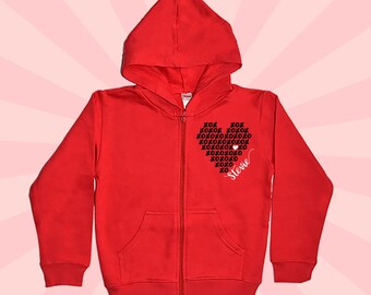 Personalized Toddler Zip Up Valentine Hoodie