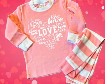 Retro Heart Valentine Pajamas Set