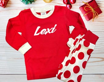 Personalized Polka Dot Pajamas, Free Shipping, Family Matching Pajamas