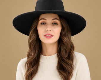 Handmade Leather Wide Brim Hat, Structured Crown, Western Style, Custom Fit