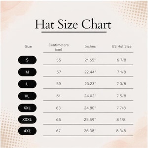 K&ouml;nnte beinhalten: Eine Hutgr&ouml;&szlig;entabelle mit Gr&ouml;&szlig;en von S bis 4XL und den entsprechenden Ma&szlig;en in Zentimetern, Zoll und US-Hutgr&ouml;&szlig;en. Die Tabelle f&uuml;hrt S als 55 cm oder 21,65 Zoll, M als 57 cm oder 22,44 Zoll, L als 59 cm oder 23,23 Zoll, XL als 61 cm oder 24,02 Zoll, XXL als 63 cm oder 24,80 Zoll, XXXL als 65 cm oder 25,59 Zoll und 4XL als 67 cm oder 26,38 Zoll auf.