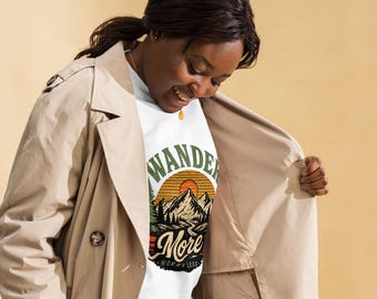 Wander More Worry Less Mountain Graphic Sweatshirt, Unisex Bella Canvas Tee