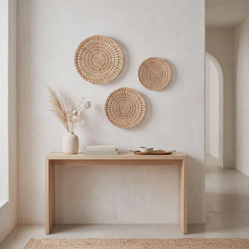 Woven Wall Basket , Seagrass Wall Decor, Rattan Wall Art, Japandi