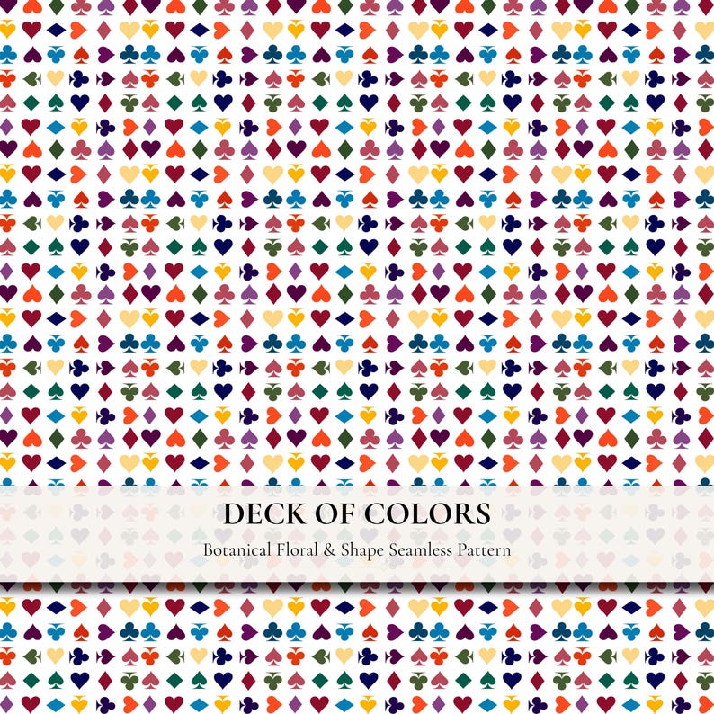Colorful Playing Card Seamless Pattern | Hearts, Clubs, Spades ...