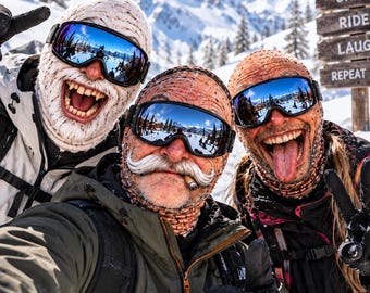 Witzige Ski-Sturmhaube, originelle Winter-Gesichtsbedeckung, lustiges Geschenk für Campingurlauber