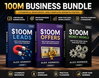 Paquete de Negocios de 100 M / Alex Hormozi / Clientes Potenciales, Ofertas y Modelos de Dinero / 3 Libros Electrónicos de Negocios / Descarga Digital