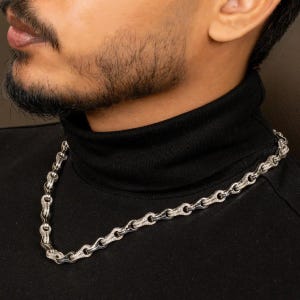 White CZ Curved Link Necklace, 925 Sterling Silver, 20 Inch — Azure Infinity