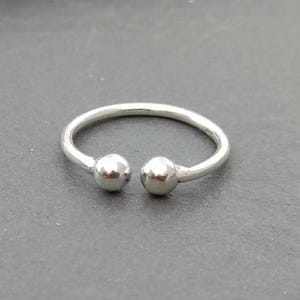 Sterling Silver Open Ball Ring, Adjustable Minimalist Statement Jewelry