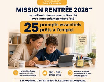 Prompts AI Back to School für die Klassen 4, 5 und 6, PDF-Leitfaden für Eltern, Sommerwiederholung für Französisch und Mathematik