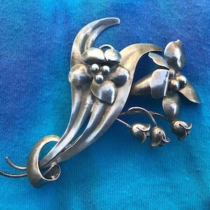 Carl Art Sterling Floral Gorgeous Pin Vintage