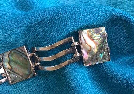 Modernist Beto Mexican Silver & Abalone Bracelet - image 1