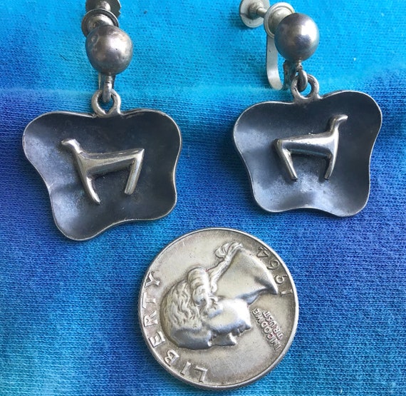 Vintage Saul Mexico Sterling Silver Earrings Mexi… - image 4