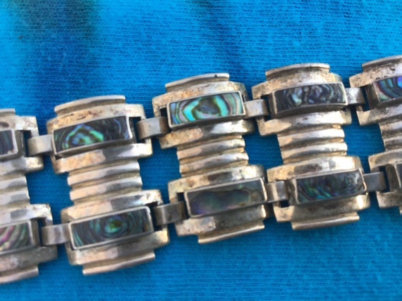 Gorgeous Mexican Silver and Abalone Bracelet - image 5