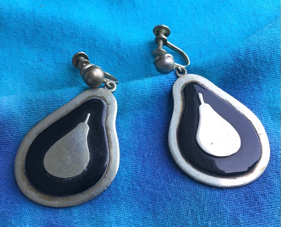 Vintage Taxco Mexico 950 Silver Pear Earrings Mex… - image 3