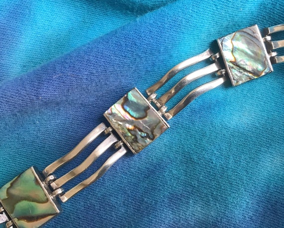 Modernist Beto Mexican Silver & Abalone Bracelet - image 9