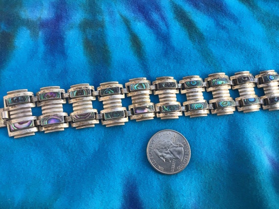 Gorgeous Mexican Silver and Abalone Bracelet - image 6