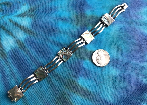 Modernist Beto Mexican Silver & Abalone Bracelet - image 7