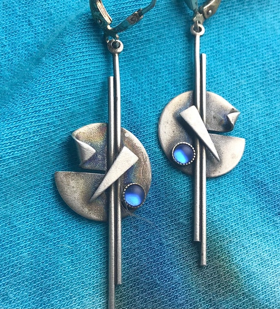 Modernist Artisan Sterling Silver Earrings - image 1