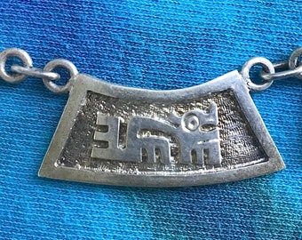 Vintage Ecuador Sterling Silver Necklace Figural Abstract Dog