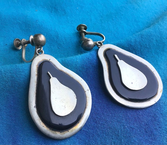 Vintage Taxco Mexico 950 Silver Pear Earrings Mex… - image 5