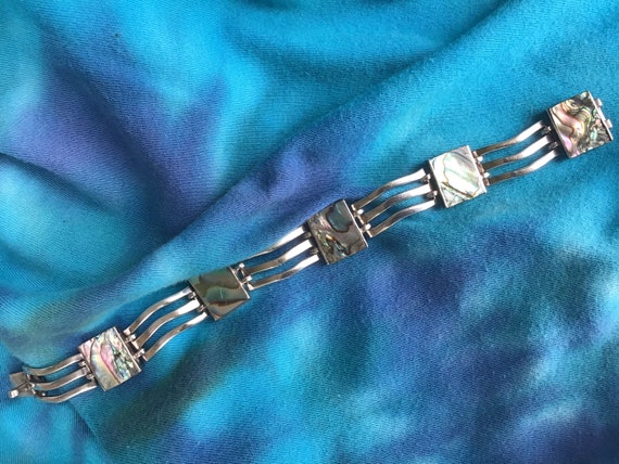 Modernist Beto Mexican Silver & Abalone Bracelet - image 8