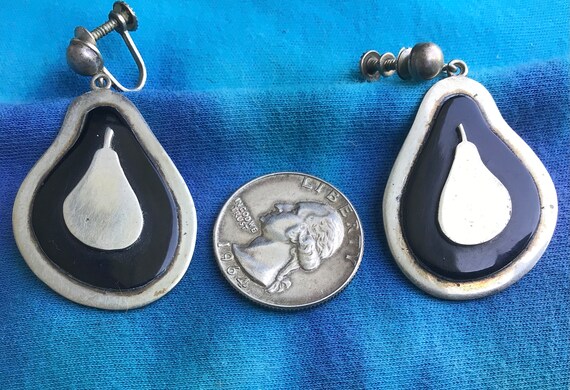 Vintage Taxco Mexico 950 Silver Pear Earrings Mex… - image 4