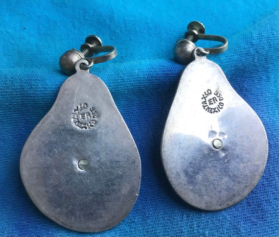 Vintage Taxco Mexico 950 Silver Pear Earrings Mex… - image 2