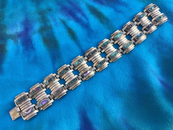 Gorgeous Mexican Silver and Abalone Bracelet - image 2