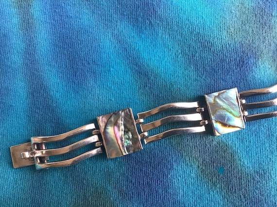 Modernist Beto Mexican Silver & Abalone Bracelet - image 4