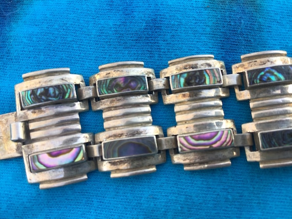 Gorgeous Mexican Silver and Abalone Bracelet - image 1