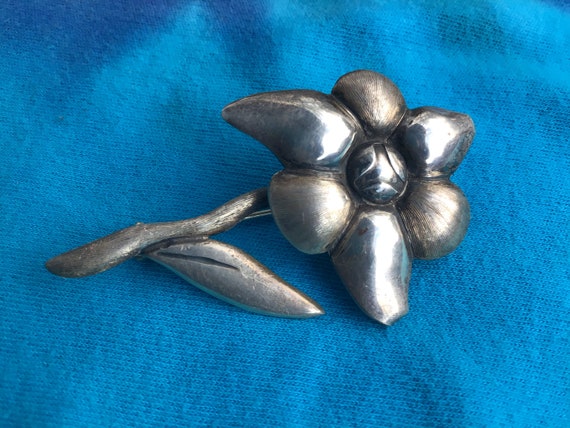 Miguel Rancho Alegre Mexican Silver Taxco Floral … - image 5