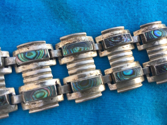 Gorgeous Mexican Silver and Abalone Bracelet - image 7