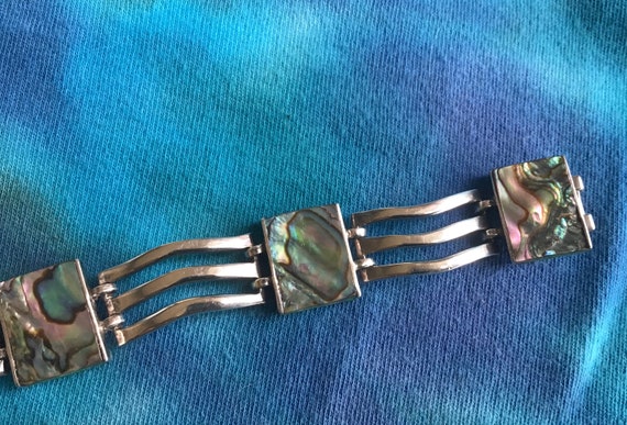Modernist Beto Mexican Silver & Abalone Bracelet - image 5