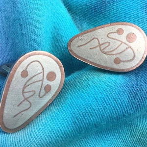 Vintage Los Castillo Sterling Silver & Copper Cufflinks Mexico Mexican