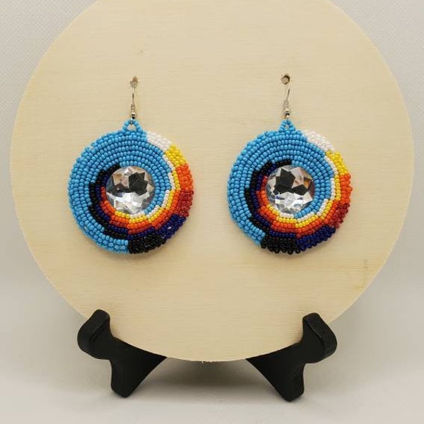 Fire-Colors Swirl Beaded Earrings.