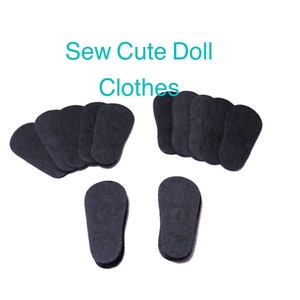 5mm Doll shoe soles to make shoes for 18 inch dolls such as American Girl in a black.