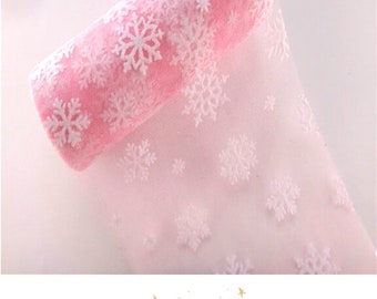 Pink Snowflake Tulle 6 inch wide 10 yards long