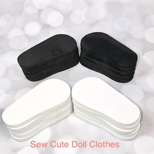 5mm Doll shoe soles to make shoes for 18 inch dolls such as American Girl black and white 10 pack