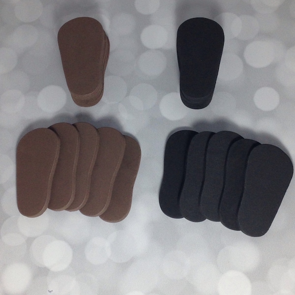 5mm Doll shoe soles to make shoes for 18 inch dolls black and brown 10 pack