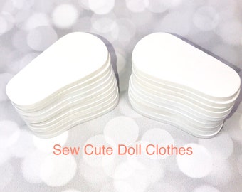 5mm Doll shoe soles to make shoes for 18 inch dolls such as American Girl in white.